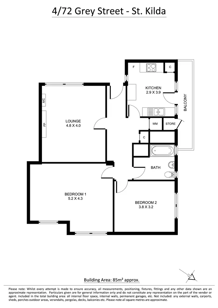 Floorplan of Homely apartment listing, 4/72 Grey Street, St Kilda VIC 3182