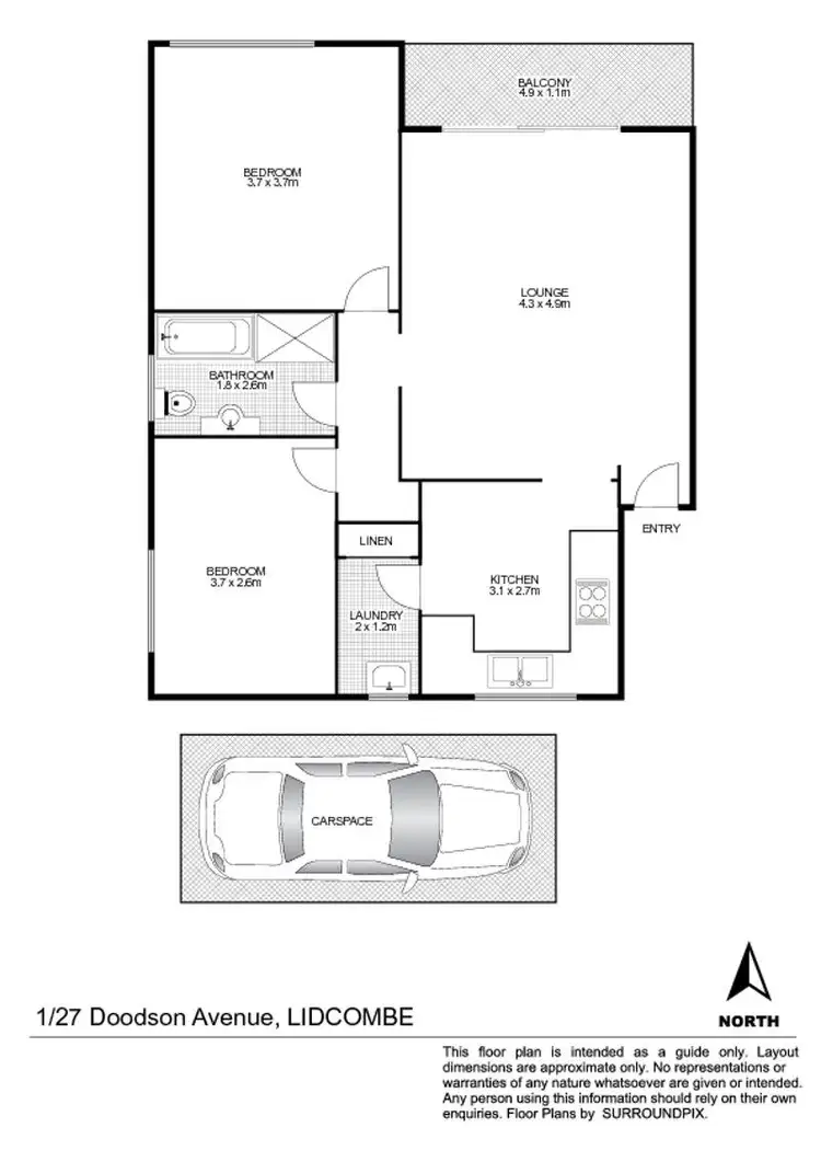 Floorplan of Homely unit listing, 1/27 Doodson Ave, Lidcombe NSW 2141