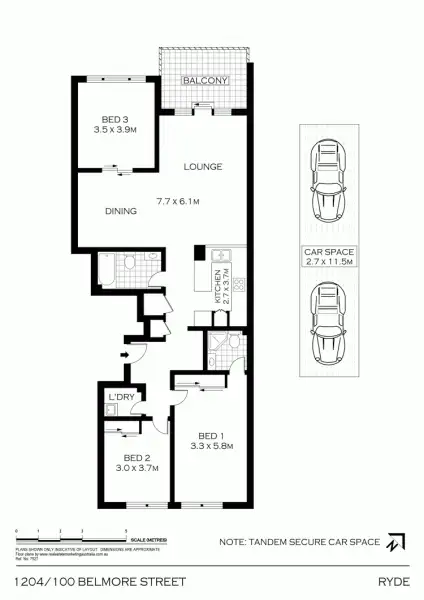 Floorplan of Homely apartment listing, 1204/100 Belmore Street, Ryde NSW 2112