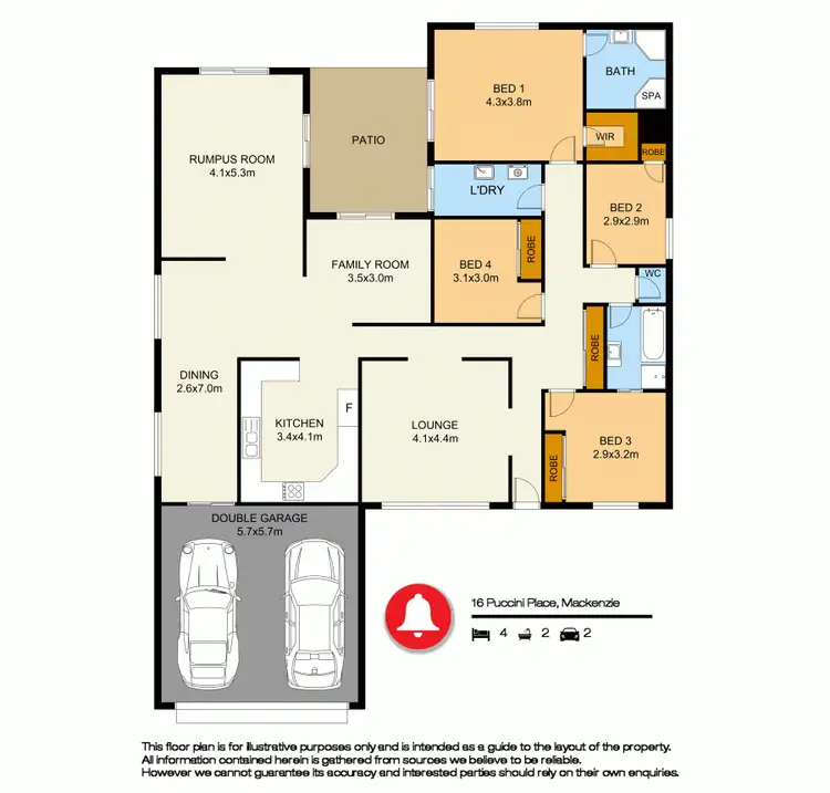 Floorplan of Homely house listing, 16 Puccini Place, Mackenzie QLD 4156