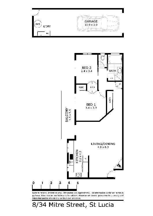 Floorplan of Homely unit listing, 8/34 Mitre Street, St Lucia QLD 4067