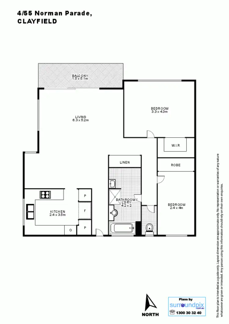Floorplan of Homely unit listing, 4/55 Norman Parade, Clayfield QLD 4011