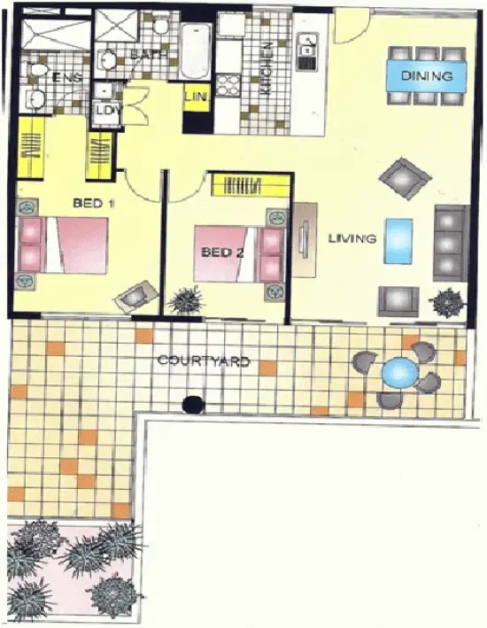 Floorplan of Homely unit listing, 308/335 Wharf Road, Newcastle NSW 2300
