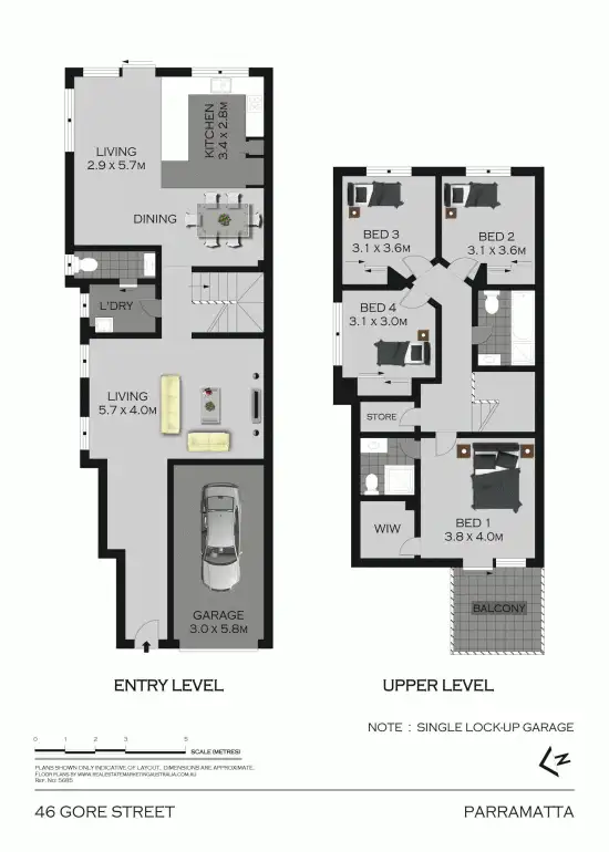 Floorplan of Homely semi-detached listing, 46A Gore Street, Parramatta NSW 2150