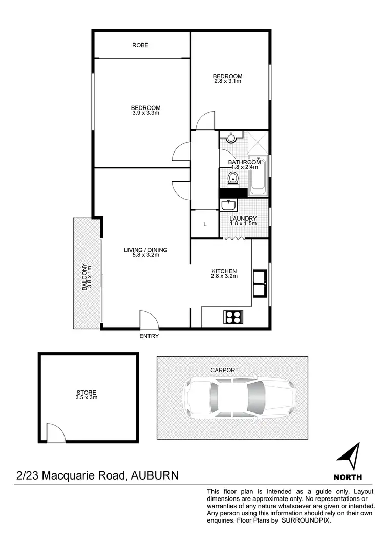 Floorplan of Homely unit listing, 2/23 Macquarie Road, Auburn NSW 2144