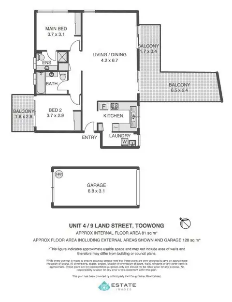 Floorplan of Homely unit listing, 4/9 Land Street, Toowong QLD 4066