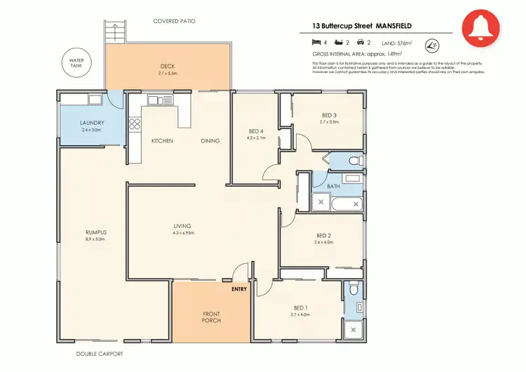 Floorplan of Homely house listing, 13 Buttercup Street, Mansfield QLD 4122