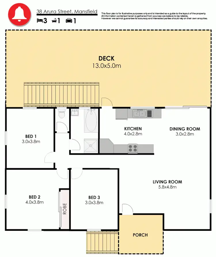 Floorplan of Homely house listing, 38 Arura Street, Mansfield QLD 4122