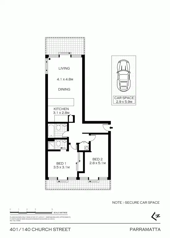 Floorplan of Homely unit listing, 401/140 Church Street, Parramatta NSW 2150