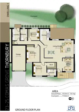 Floorplan of Homely villa listing, 1/23-25 Comas Grove, Thornbury VIC 3071