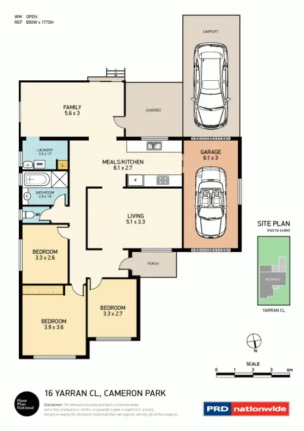 Floorplan of Homely house listing, 16 Yarran Close, Cameron Park NSW 2285