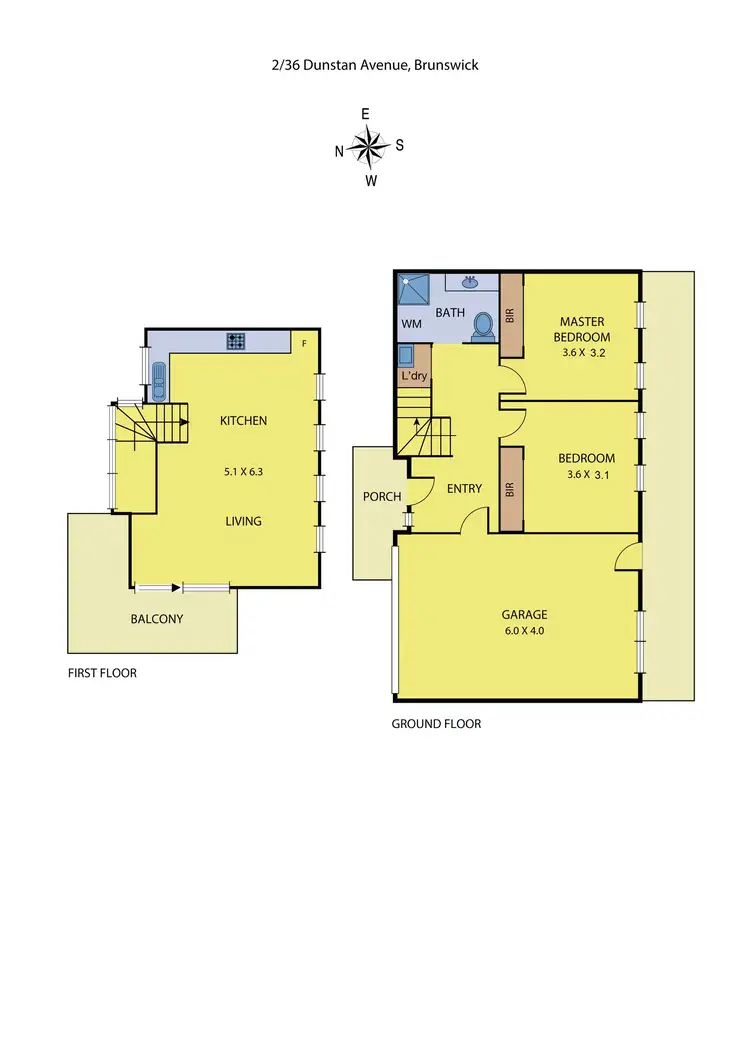 Floorplan of Homely townhouse listing, 2/36 Dunstan Avenue, Brunswick VIC 3056