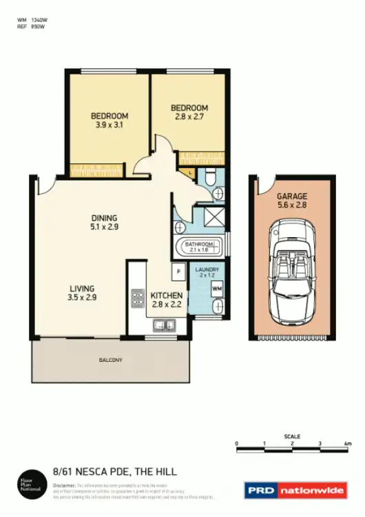 Floorplan of Homely unit listing, 8/61 Nesca Parade, The Hill NSW 2300