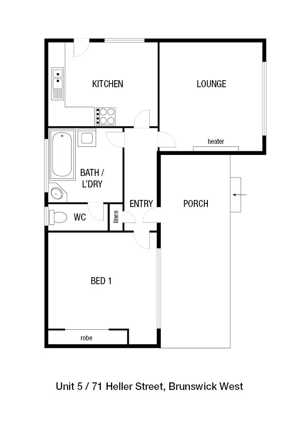 Floorplan of Homely villa listing, 5/71 Heller St, Brunswick West VIC 3055