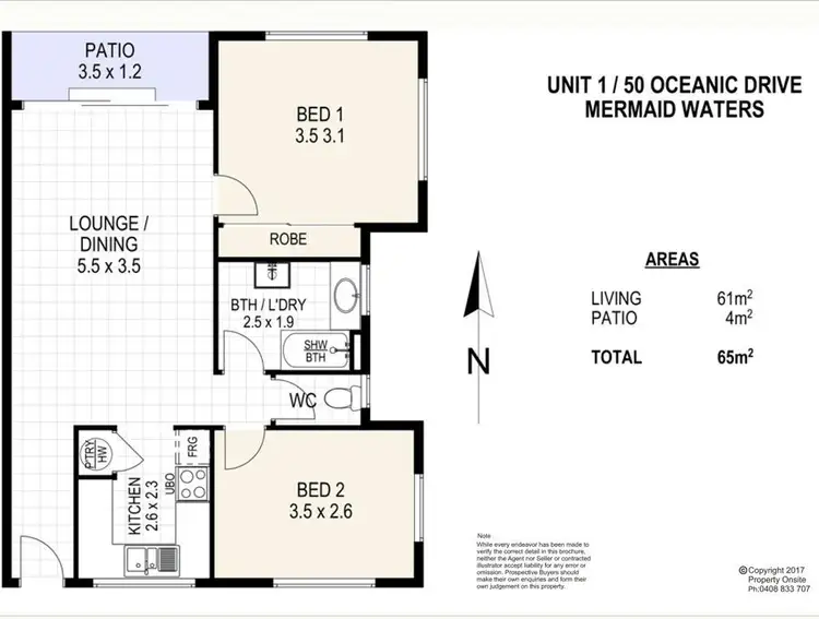 Floorplan of Homely unit listing, 1/50 Oceanic Drive, Mermaid Waters QLD 4218
