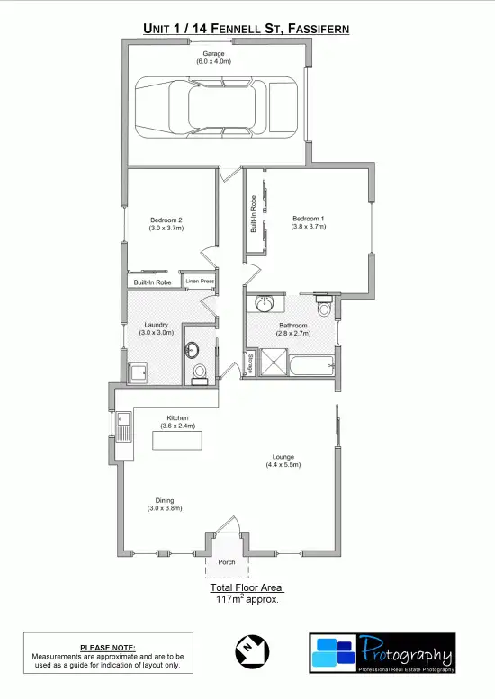 Floorplan of Homely unit listing, 1/14 Fennell Street, Fassifern NSW 2283