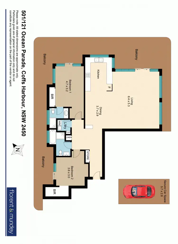 Floorplan of Homely apartment listing, 501/121 Ocean Parade, Coffs Harbour NSW 2450