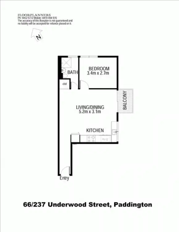 Floorplan of Homely unit listing, 66/237 Underwood Street, Paddington NSW 2021