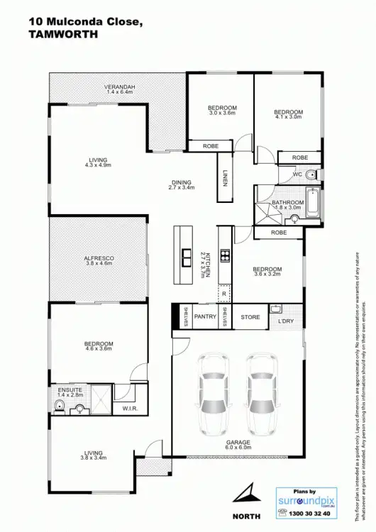 Floorplan of Homely house listing, 10 Mulconda Close, Tamworth NSW 2340