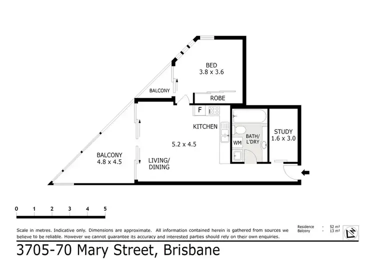 Floorplan of Homely apartment listing, 3705/70 Mary Street, Brisbane City QLD 4000