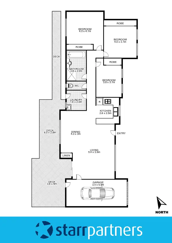 Floorplan of Homely semi-detached listing, 8 Bond Place, Oxley Park NSW 2760