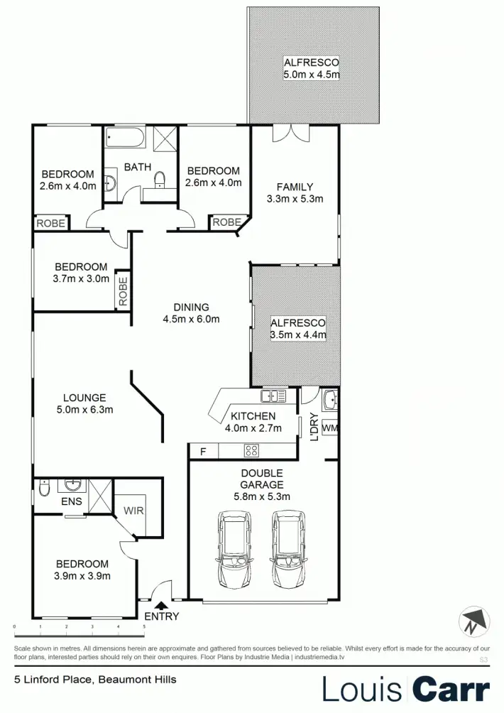 Floorplan of Homely house listing, 5 Linford Place, Beaumont Hills NSW 2155