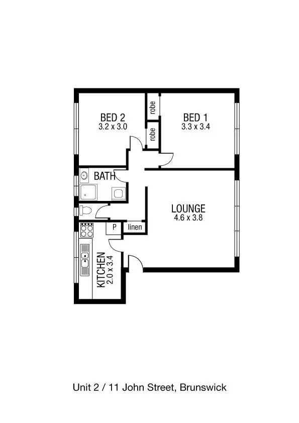 Floorplan of Homely apartment listing, 2/11 John Street, Brunswick East VIC 3057