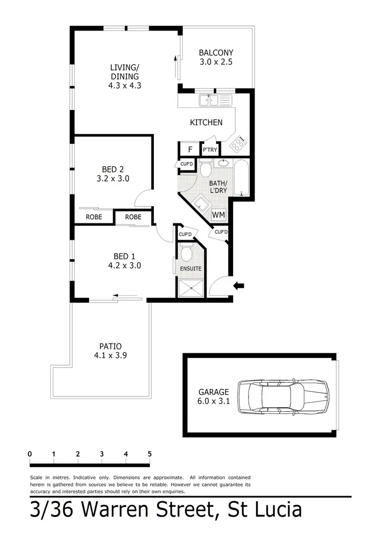 Floorplan of Homely unit listing, 3/36 Warren Street, St Lucia QLD 4067
