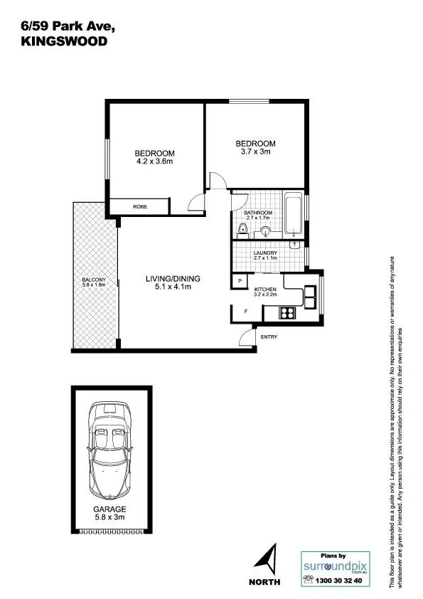 Floorplan of Homely unit listing, 6/59 Park Avenue, Kingswood NSW 2747