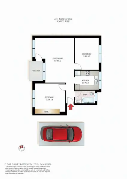 Floorplan of Homely unit listing, 2/11 Isabel Avenue, Vaucluse NSW 2030