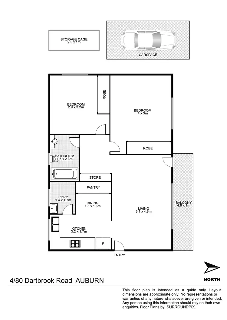 Floorplan of Homely unit listing, 4/80 Dartbrook Rd, Auburn NSW 2144