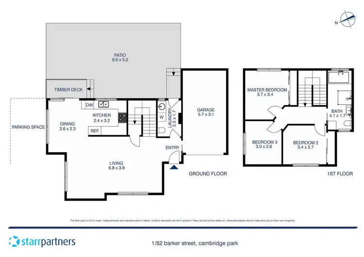 Floorplan of Homely townhouse listing, 1/52 Barker Street, Cambridge Park NSW 2747