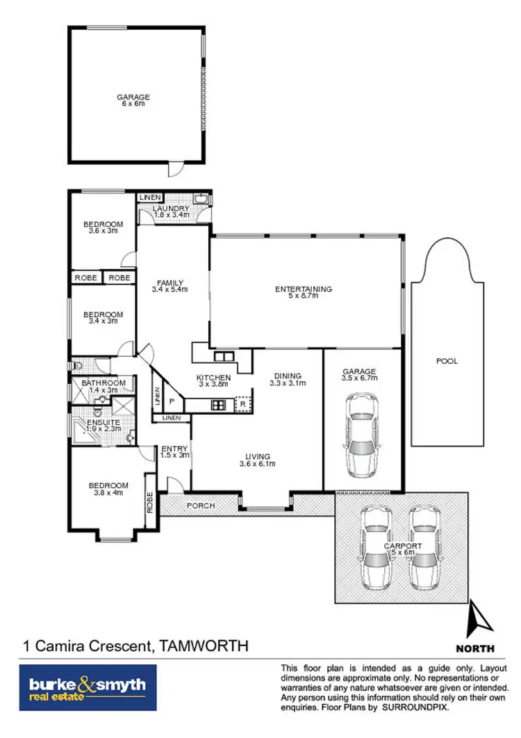 Floorplan of Homely house listing, 1 Camira Crescent, Tamworth NSW 2340
