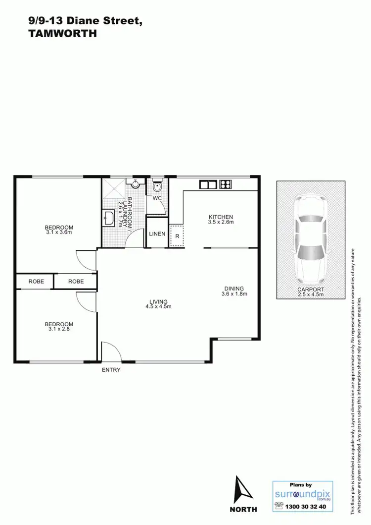 Floorplan of Homely unit listing, Unit 5 / 9-13 Diane Street, Tamworth NSW 2340