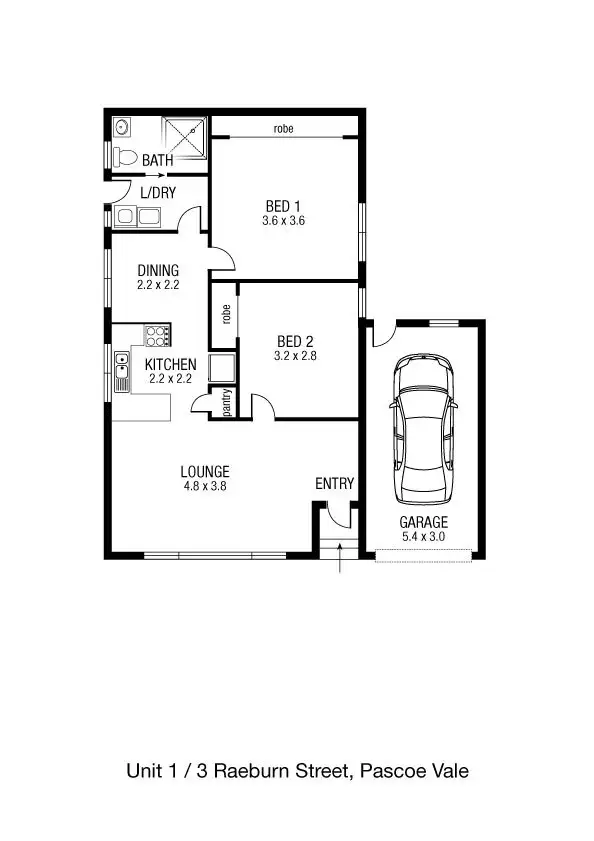 Floorplan of Homely villa listing, 1/3 Raeburn Street, Pascoe Vale VIC 3044