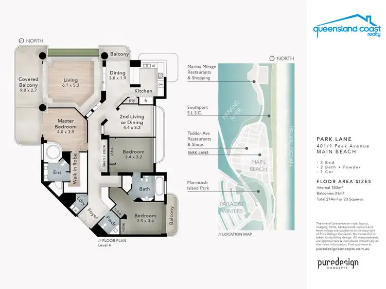 Floorplan of Homely unit listing, 401/1 Peak Avenue, Main Beach QLD 4217