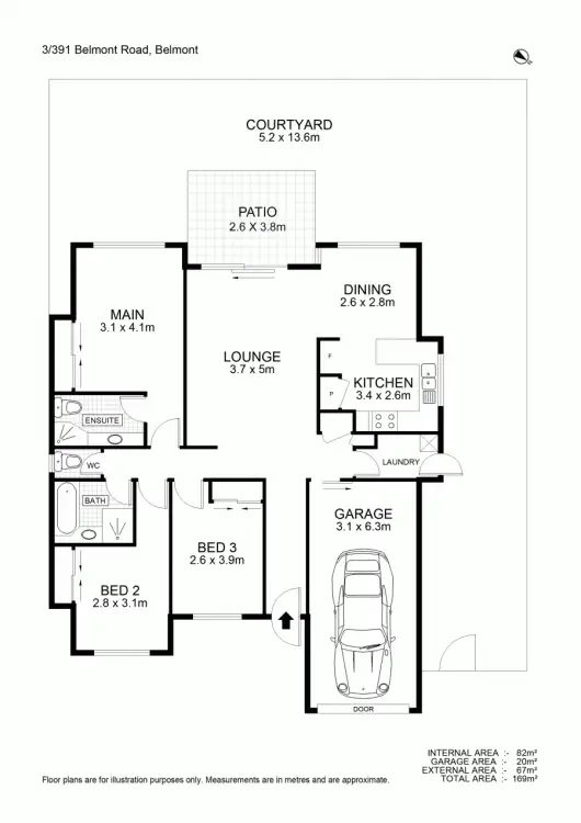 Floorplan of Homely villa listing, 3/391 Belmont Road, Belmont QLD 4153