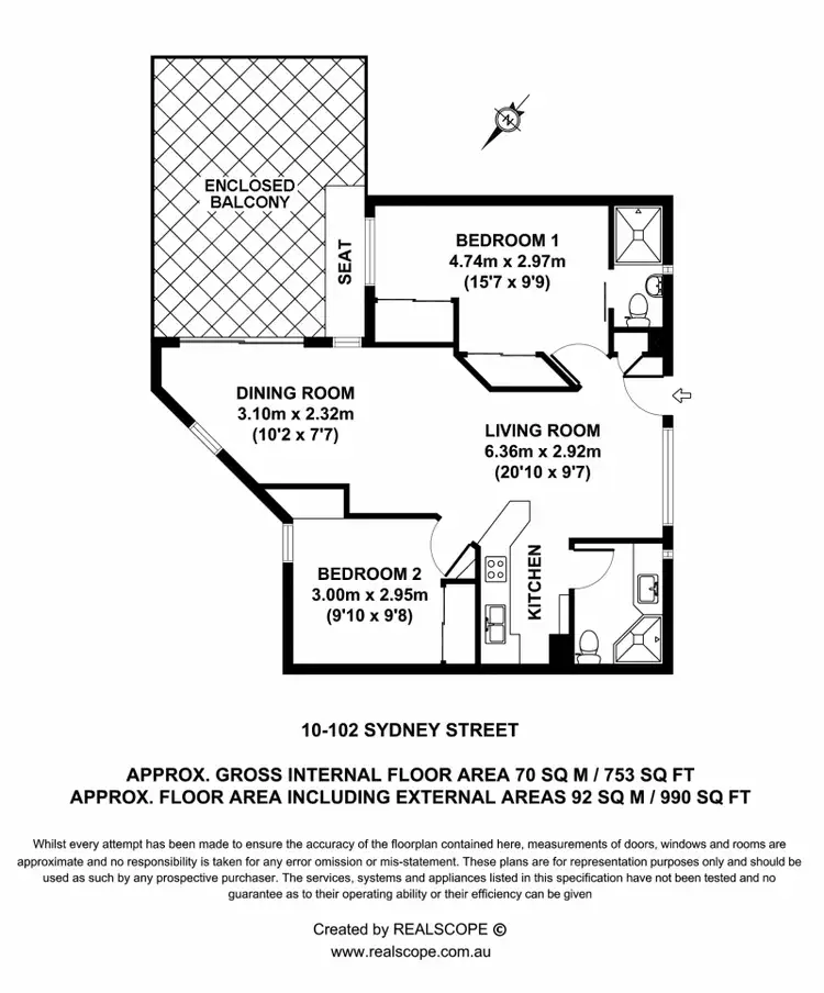 Floorplan of Homely apartment listing, 10/102 Sydney Street, New Farm QLD 4005