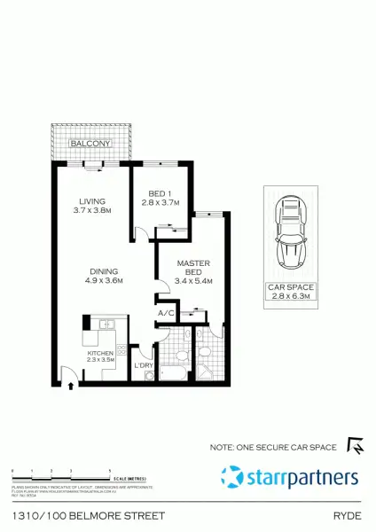 Floorplan of Homely unit listing, 1310/100 Belmore St, Ryde NSW 2112