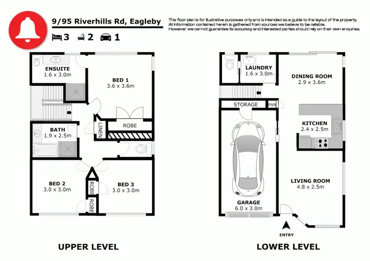 Floorplan of Homely townhouse listing, 9/95 River Hills Rd, Eagleby QLD 4207
