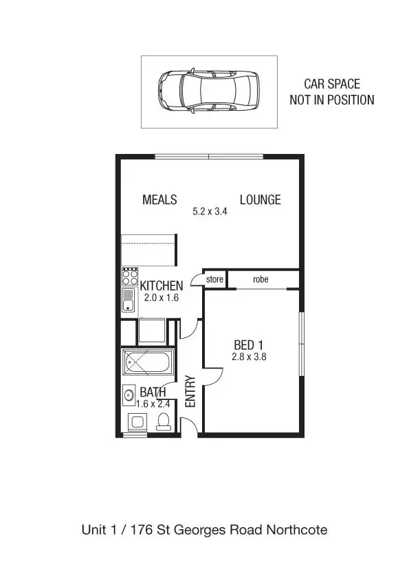 Floorplan of Homely apartment listing, 1/176 St Georges Road, Northcote VIC 3070