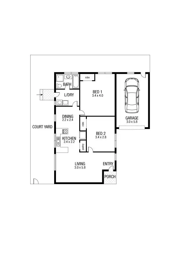 Floorplan of Homely villa listing, 2/3 Raeburn Street, Pascoe Vale VIC 3044