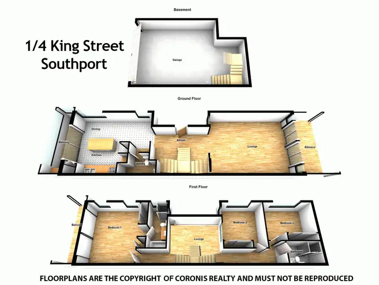 Floorplan of Homely semi-detached listing, 1/4 King Street, Southport QLD 4215