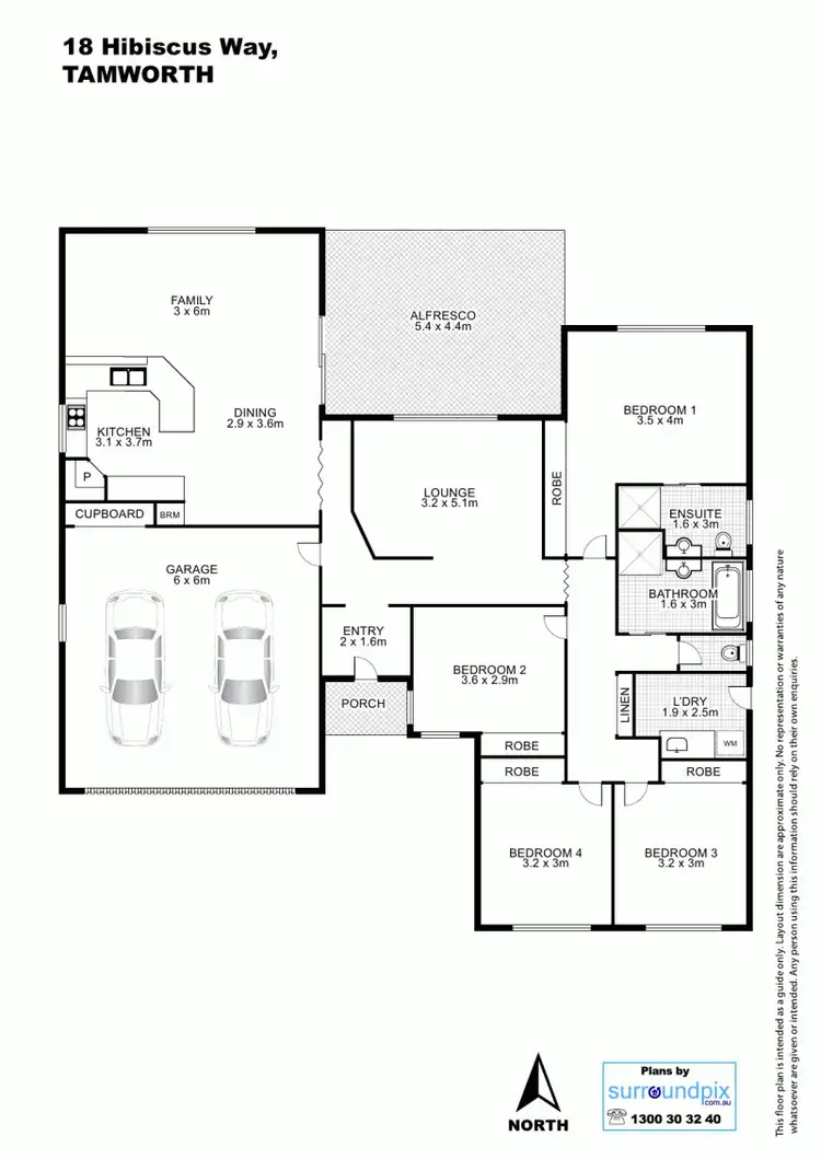 Floorplan of Homely house listing, 18 Hibiscus Way, Tamworth NSW 2340