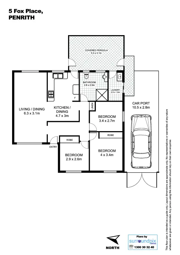Floorplan of Homely house listing, 5 Fox Place, Penrith NSW 2750