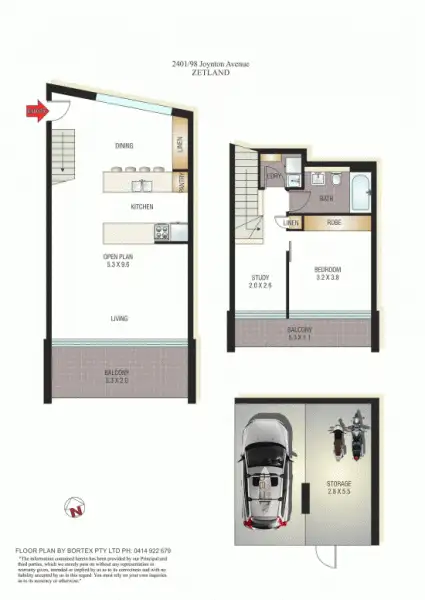 Floorplan of Homely unit listing, 2401/98 Joynton Avenue, Zetland NSW 2017