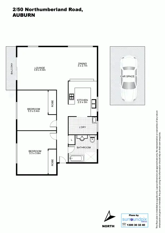 Floorplan of Homely unit listing, 2/50 Northumberland Rd, Auburn NSW 2144