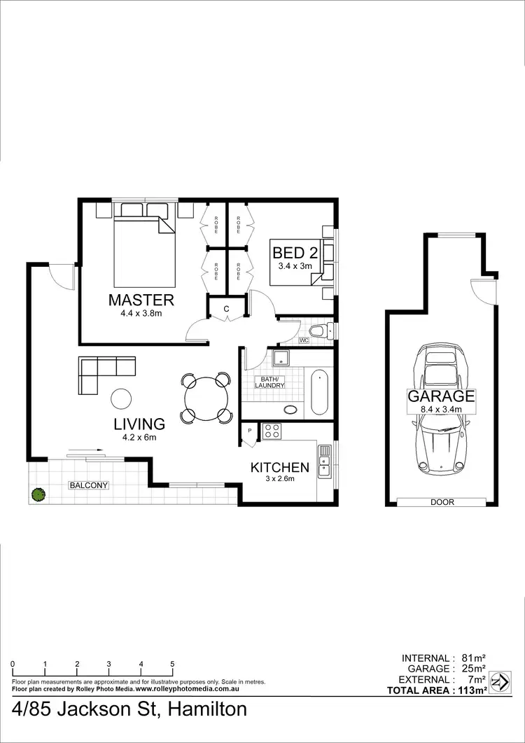 Floorplan of Homely unit listing, 4/85 Jackson Street, Hamilton QLD 4007