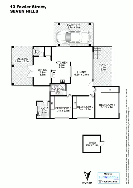 Floorplan of Homely house listing, 13 Fowler Street, Seven Hills NSW 2147