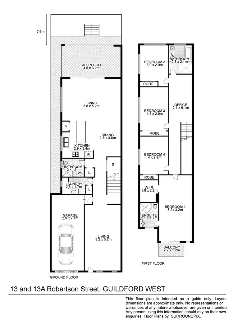 Floorplan of Homely semi-detached listing, 13 Robertson Street, Guildford NSW 2161